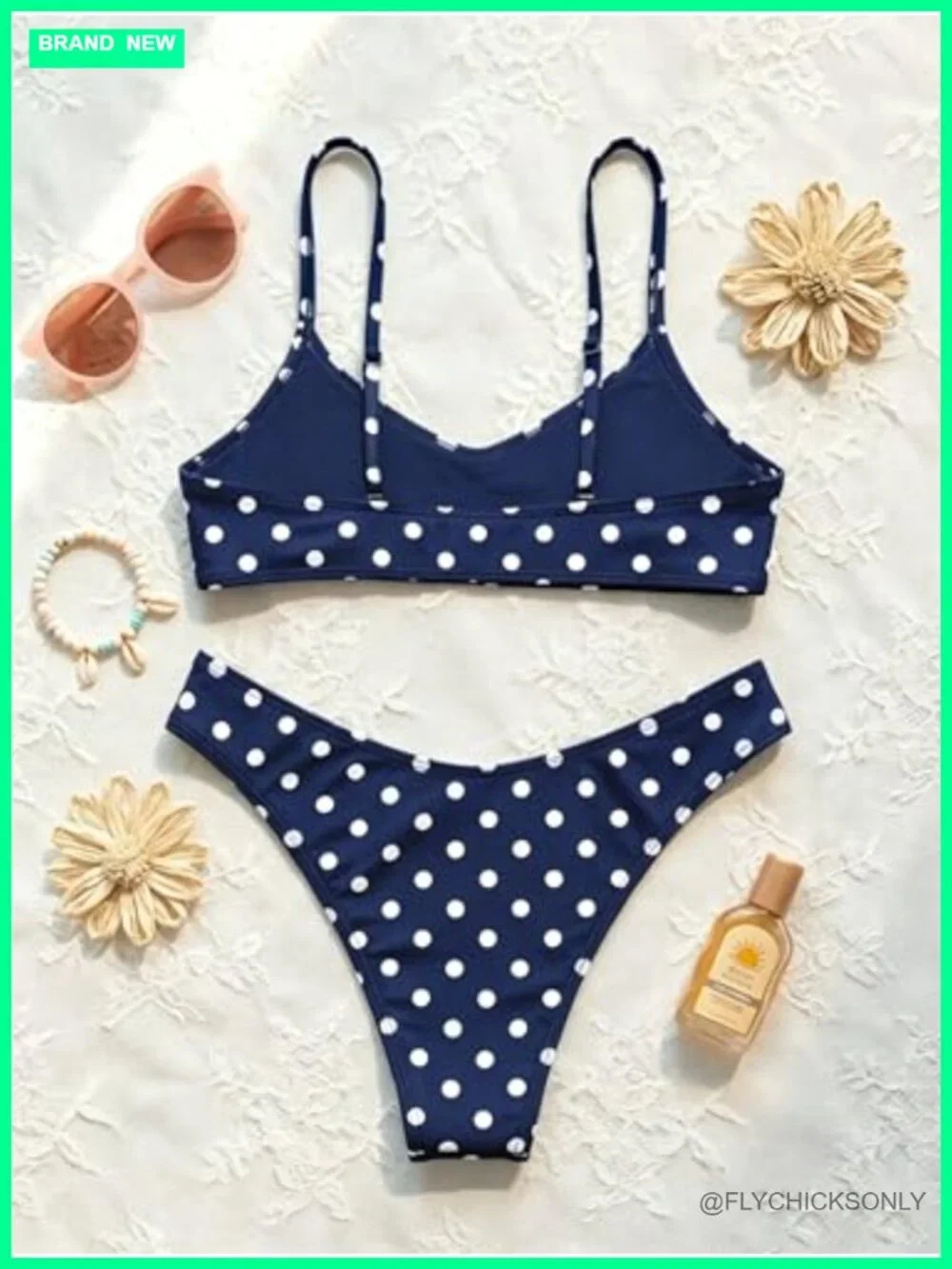 Women's Cheeky Scoop Neck Bikini Set Polka Dot Brazilian 2-Piece Swimwear